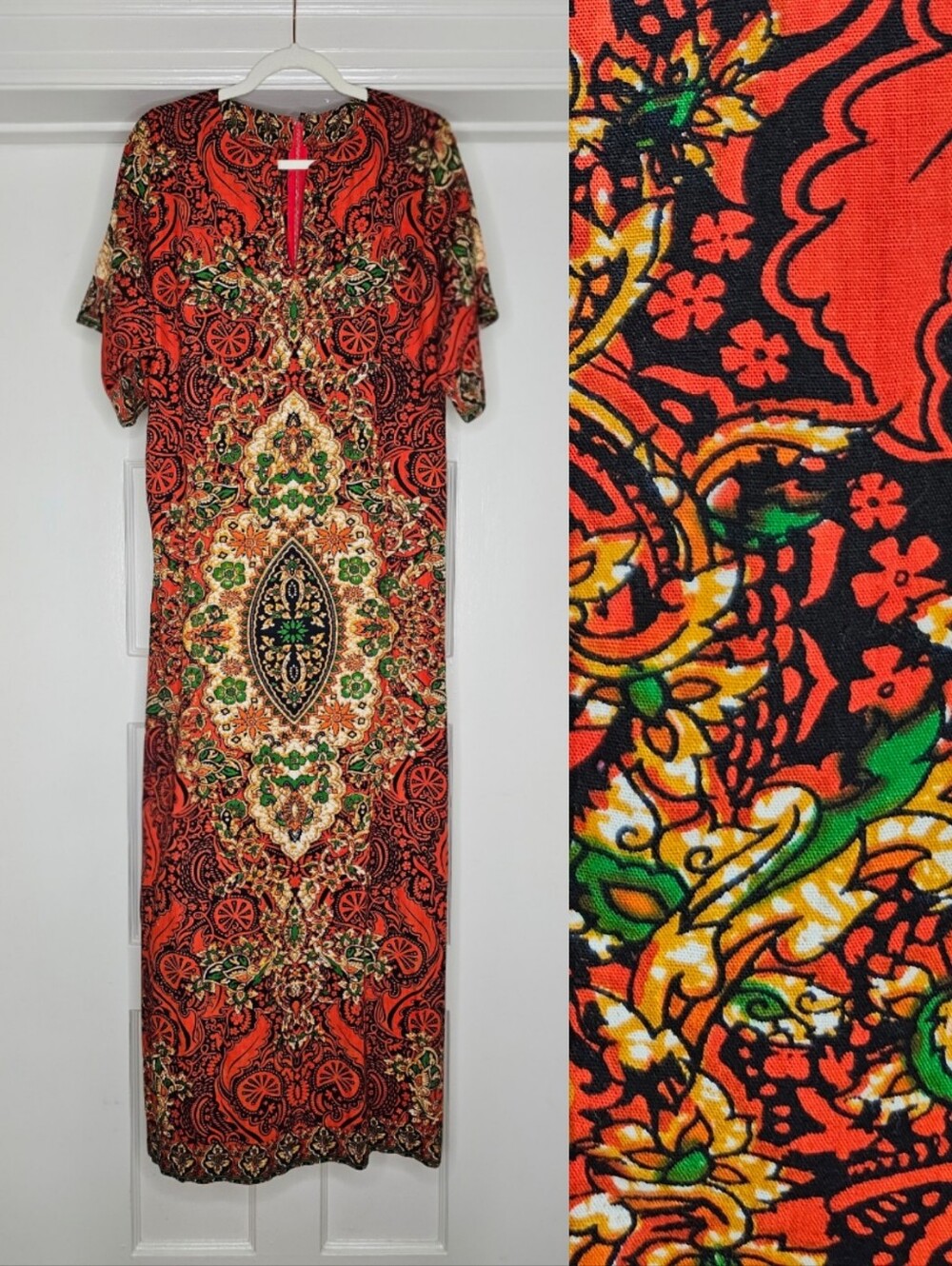 VTG 60s Thai Cotton Batik Print Dress